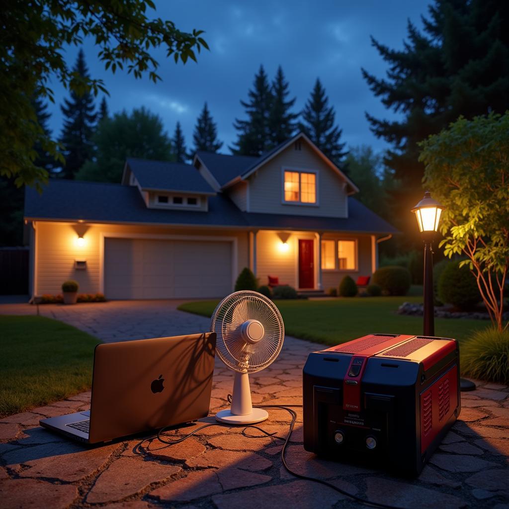 2000 watt inverter powering household appliances during an outage