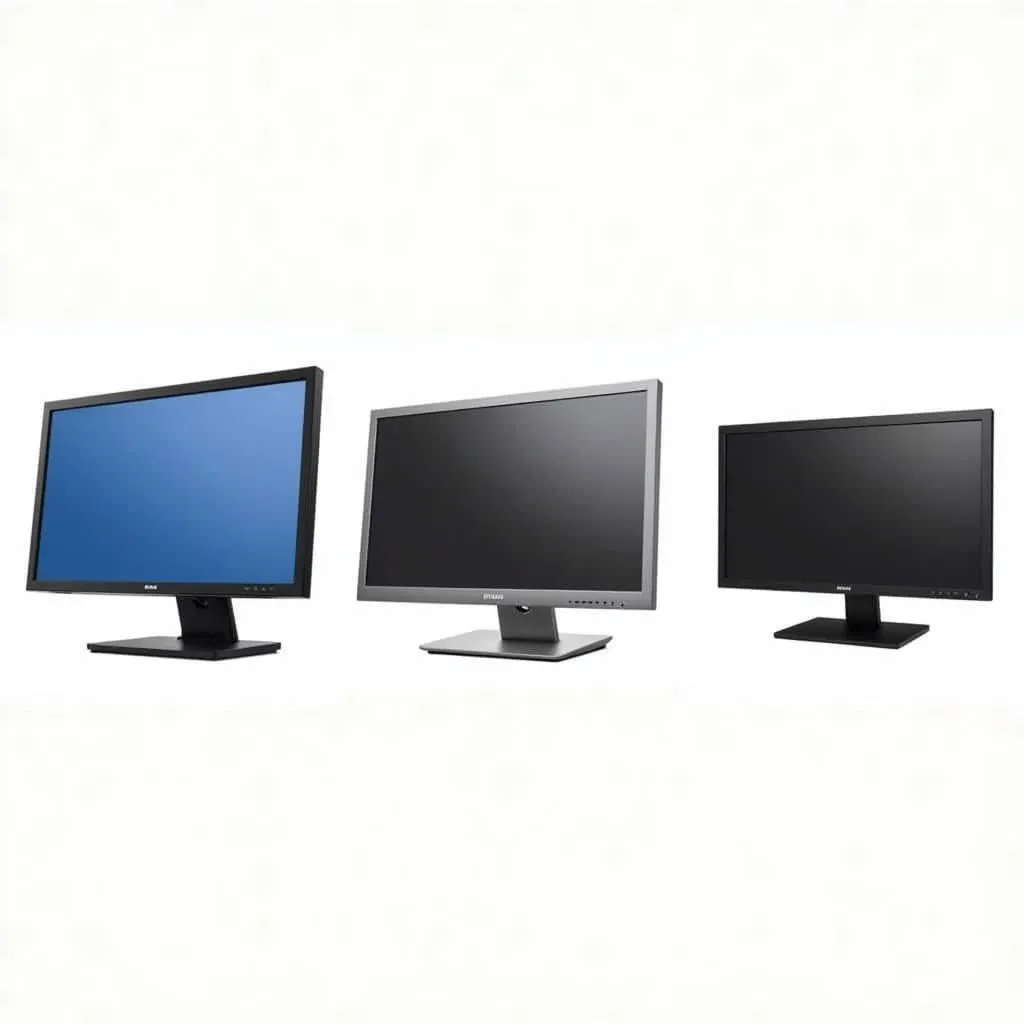 Three 27 inch monitors representing budget, mid-range, and high-end price points