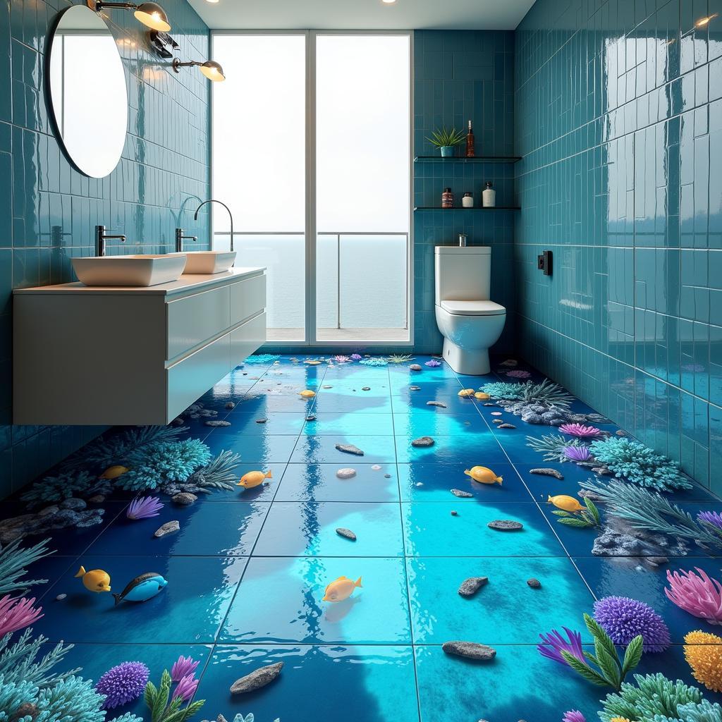 Modern 3D Bathroom Floor Tiles in Pakistan