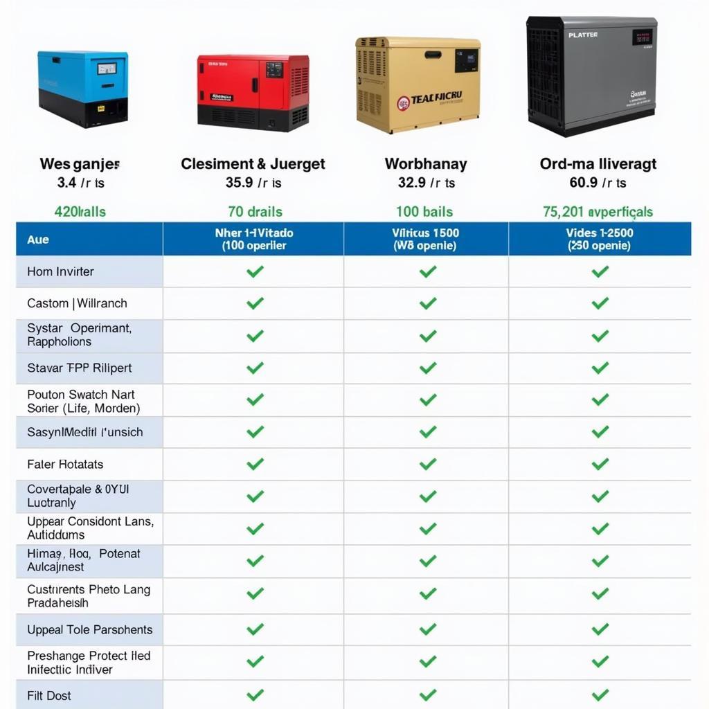 Price Comparison Table