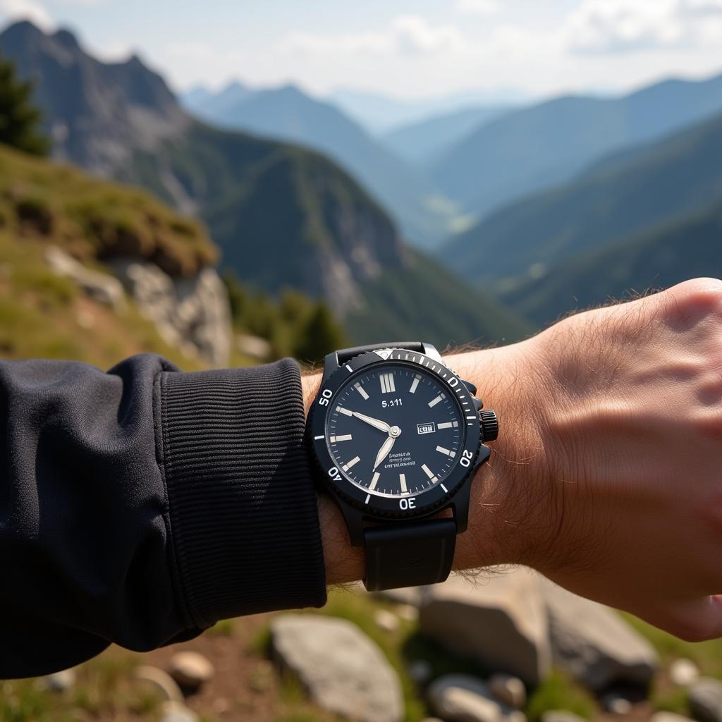 5.11 Watch on a Wrist During Outdoor Adventure