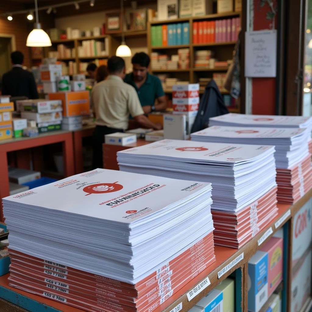 Stacks of A4 RIM Paper in a Pakistani Stationery Store