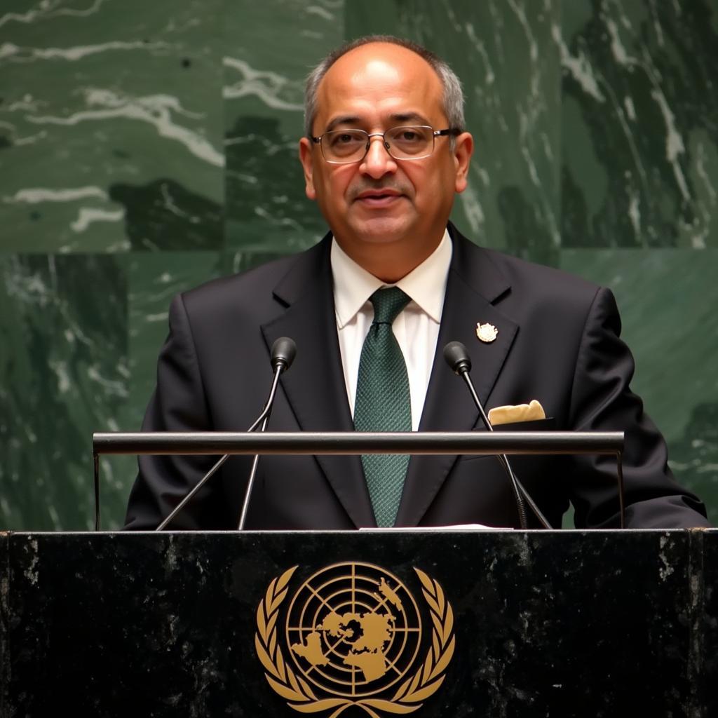 Abdul Sattar addressing the UN General Assembly