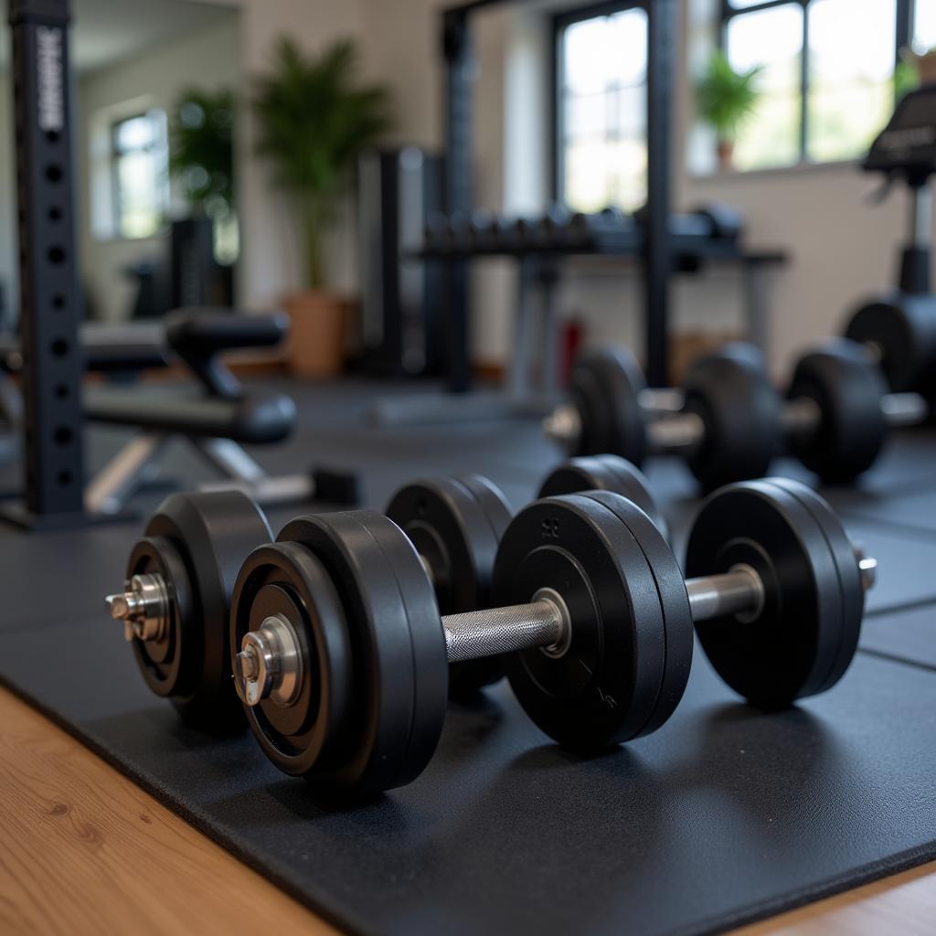 Adjustable Dumbbells in Home Gym