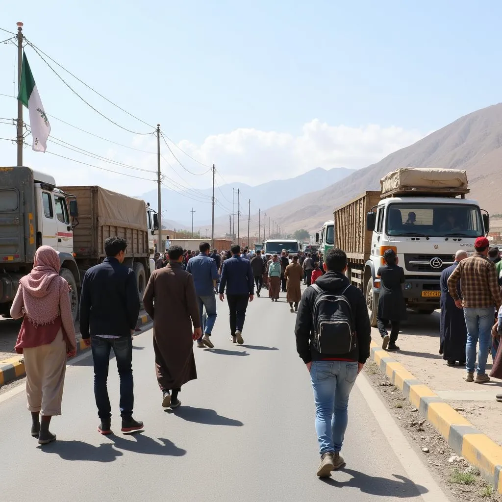 People Crossing the Afghanistan-Pakistan Border