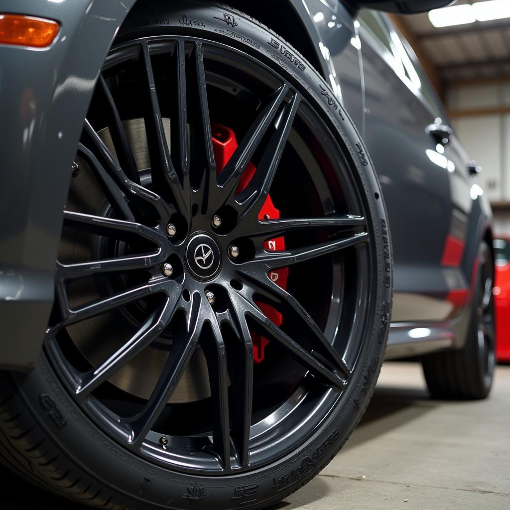 Alloy rims displayed on a car in Pakistan