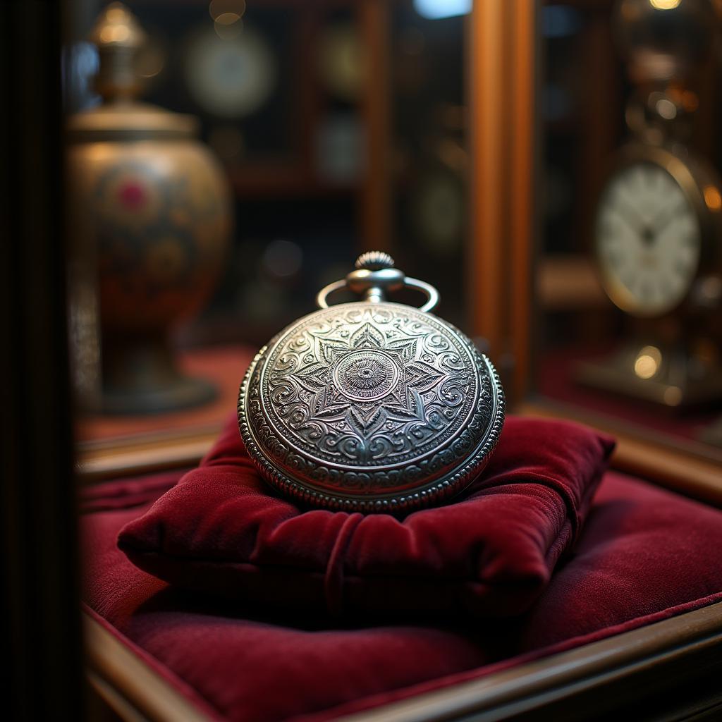 Antique pocket watch on display in Lahore