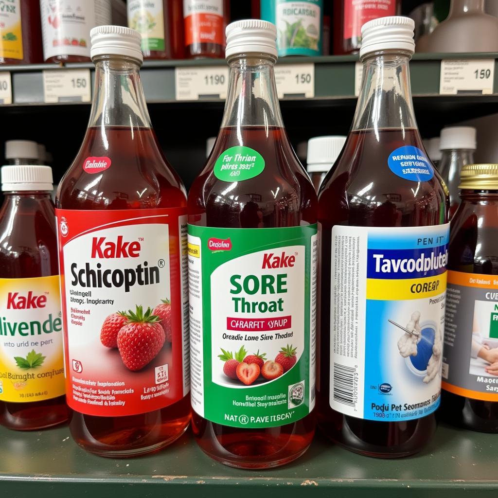 Antiseptic Sore Throat Syrup Bottles