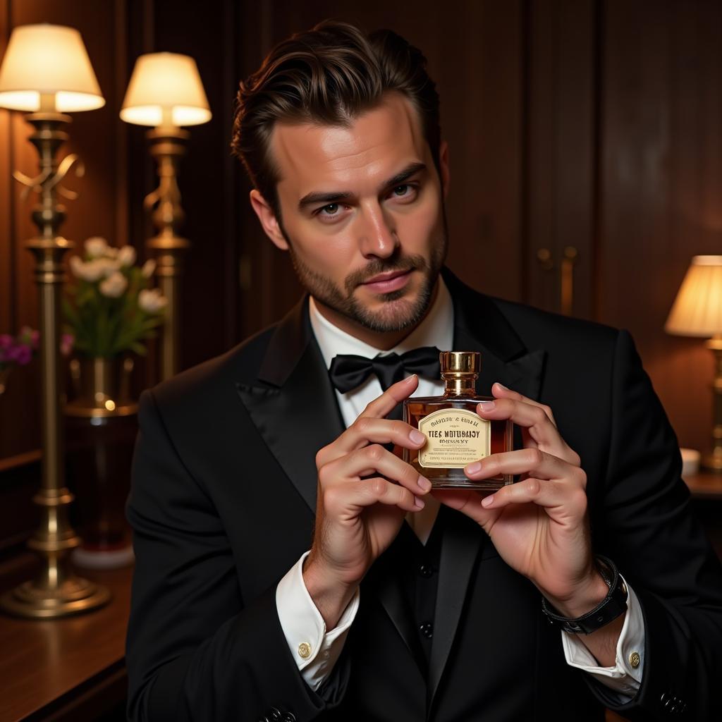 Man Applying Whisky Perfume