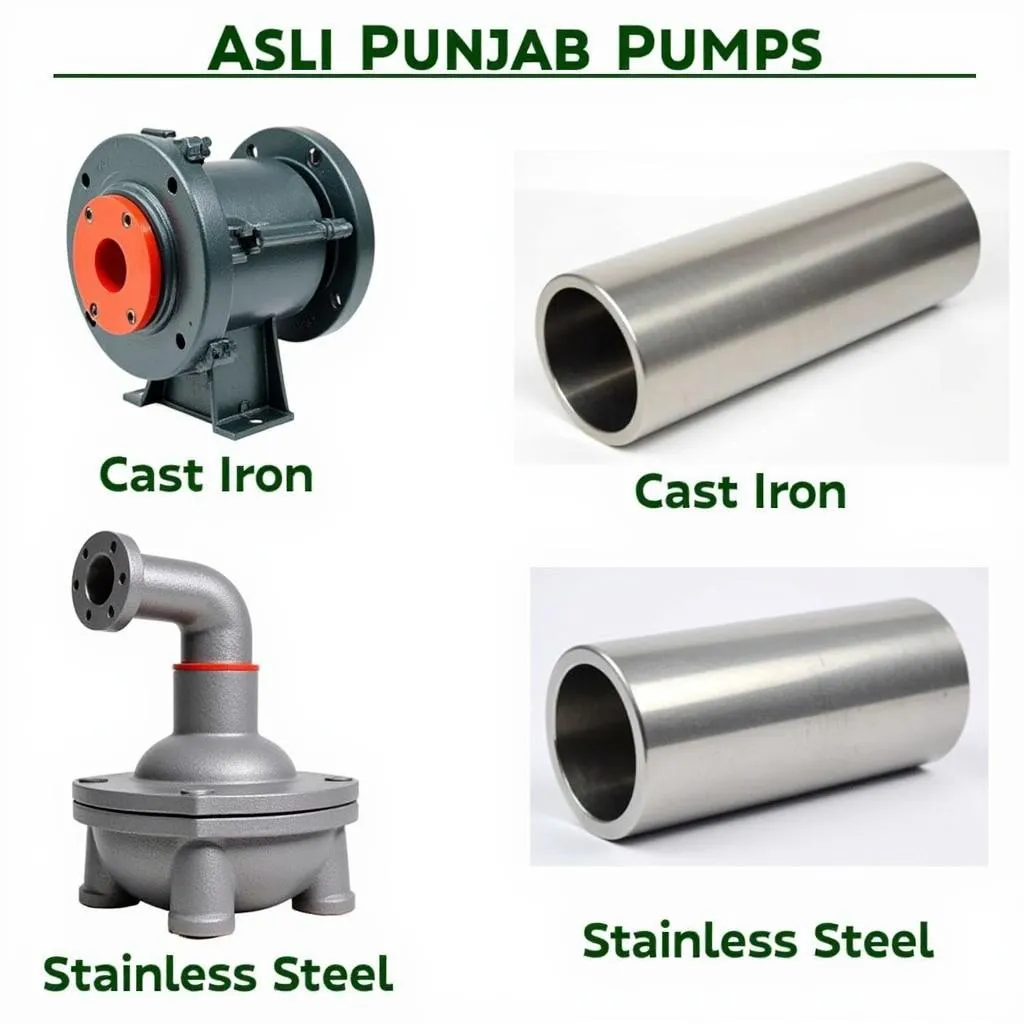 Different materials used in Asli Punjab water pumps