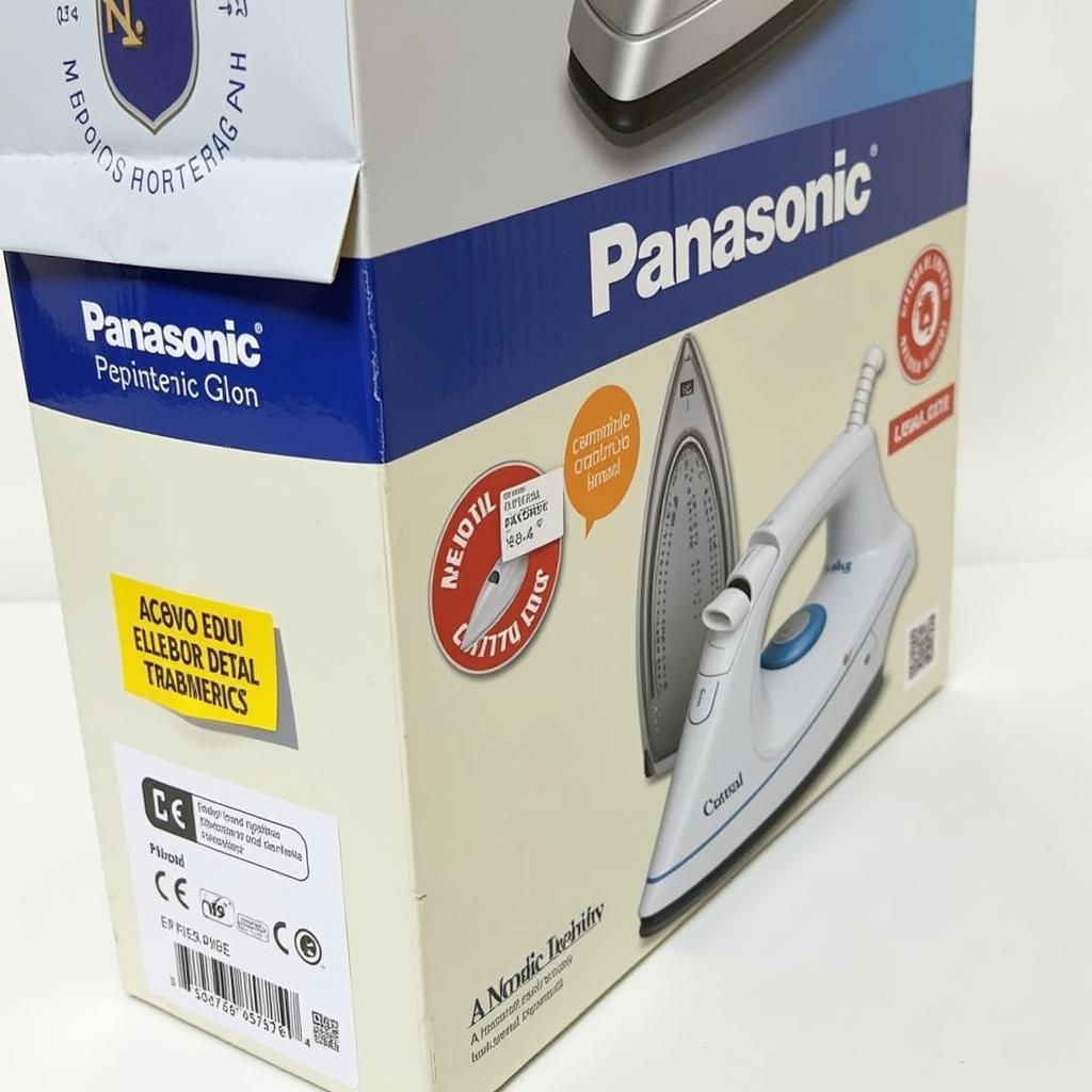 Authentic National Panasonic Iron Packaging: showing a genuine National Panasonic iron box with its branding, model number, and safety seals.