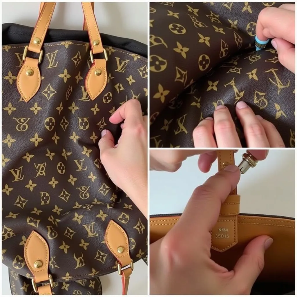 Experts authenticating preloved luxury bags