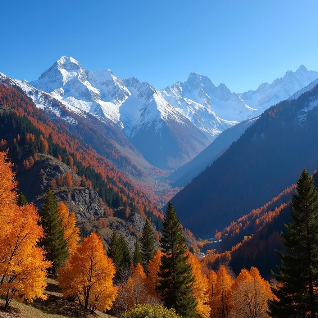 Golden Autumn Foliage in Northern Pakistan