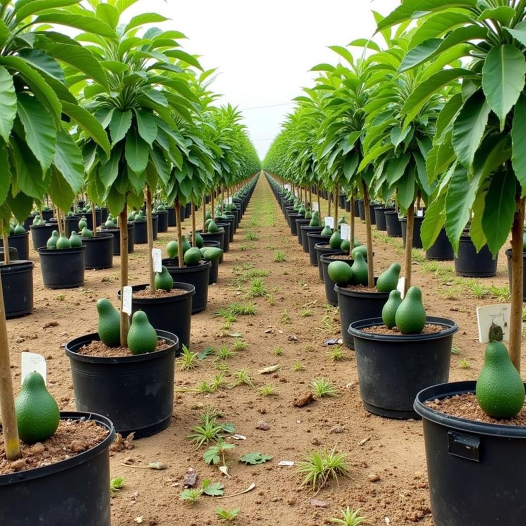 Avocado plants in a Pakistani nursery