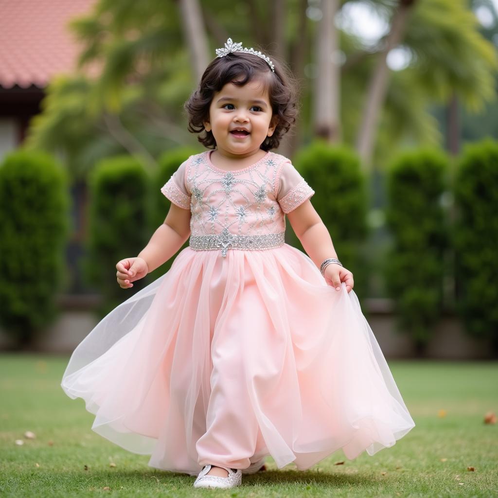 Baby Girl in Modern Pakistani Wedding Dress