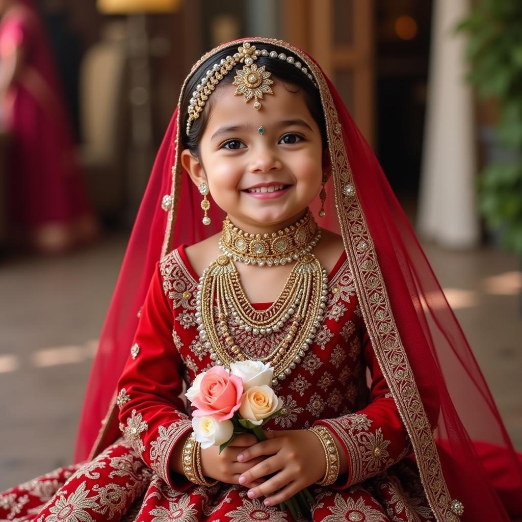 Baby Girl in Traditional Pakistani Wedding Dress