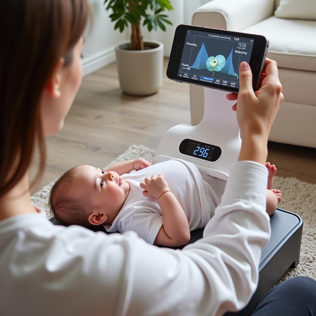 Baby being weighed on a digital scale