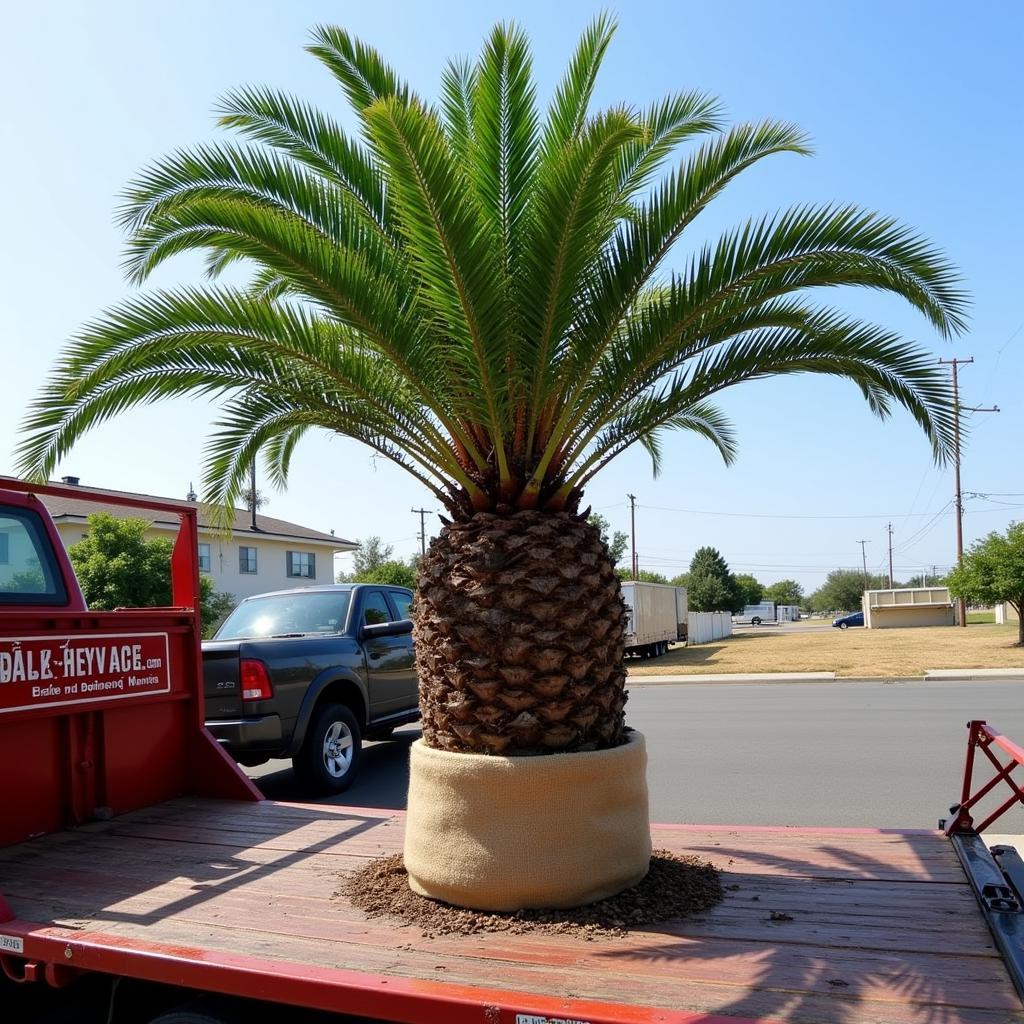 Transporting a Balled and Burlapped Palm Tree