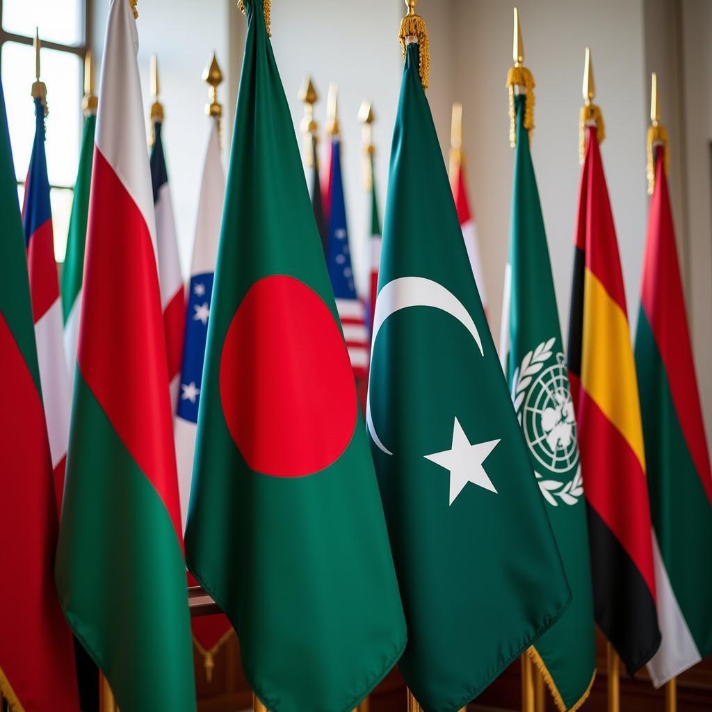 Flags of Bangladesh and Pakistan at the UN