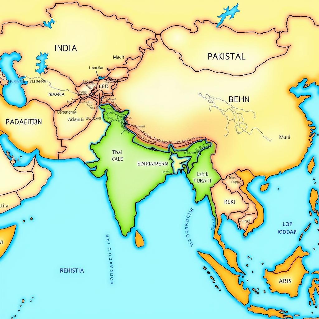 Map showing Bangladesh and Pakistan