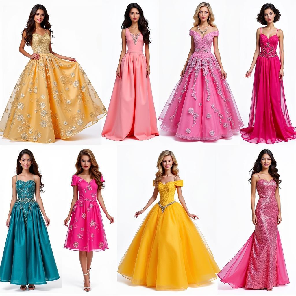 A collage displaying different styles of Barbie frocks available online in Pakistan