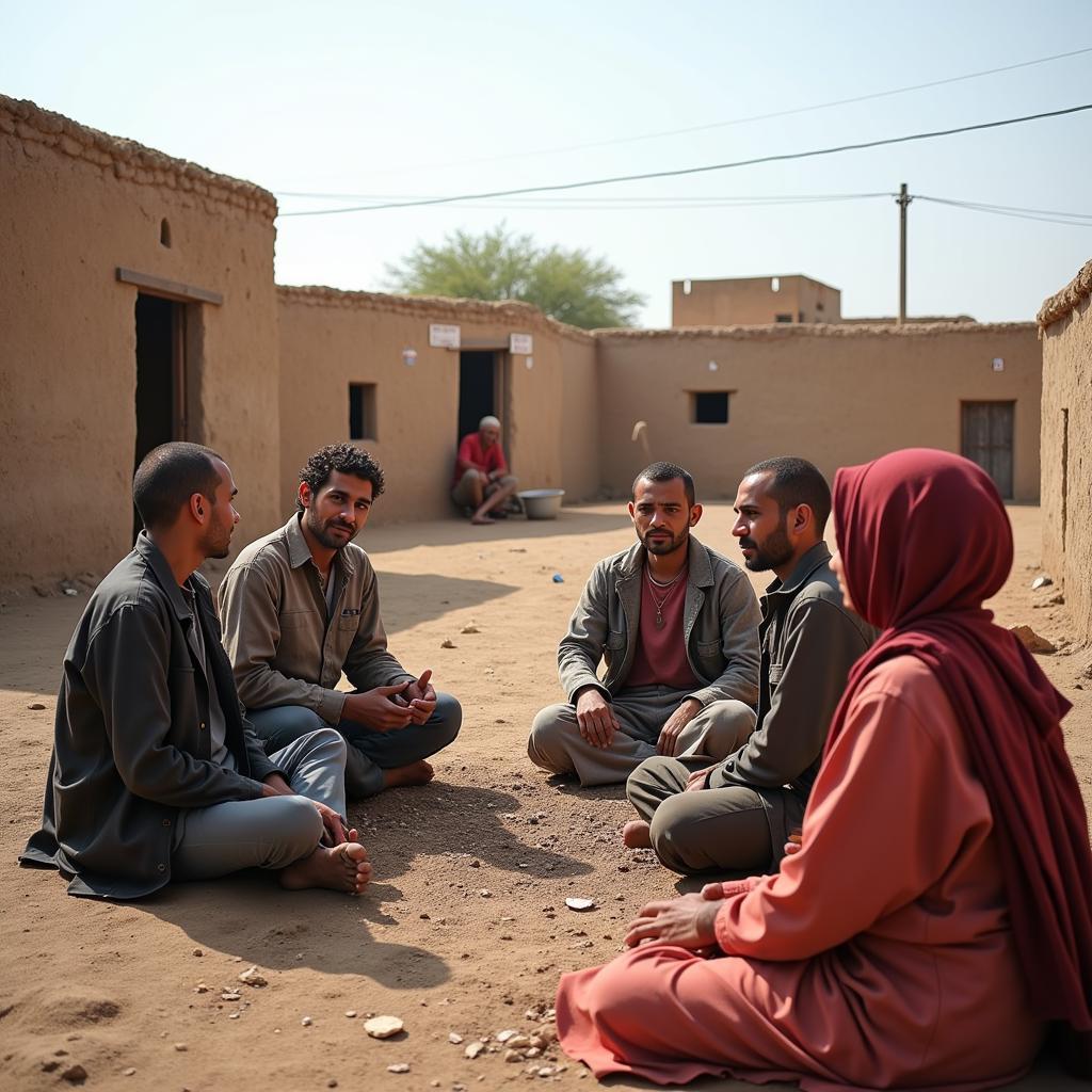 Local villagers gathered in Barkhan