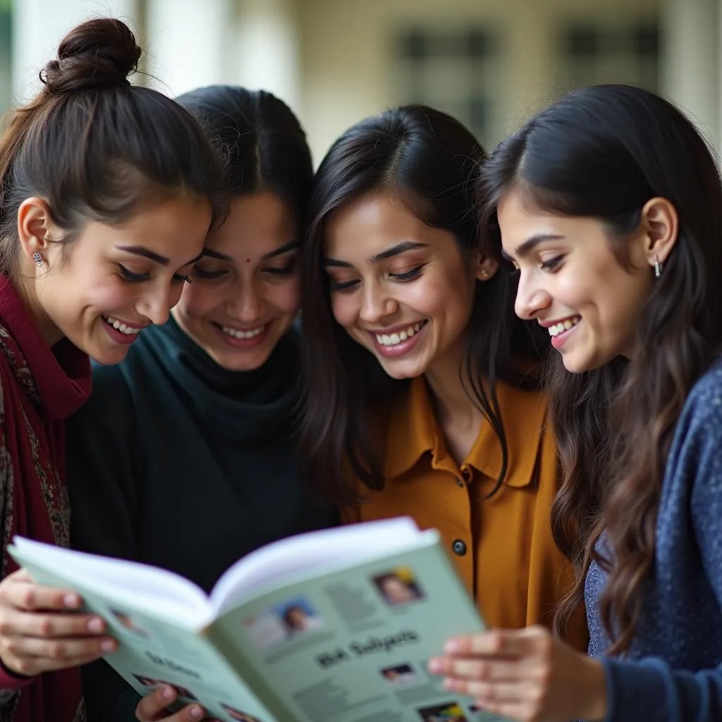 Students reviewing BBA course catalog