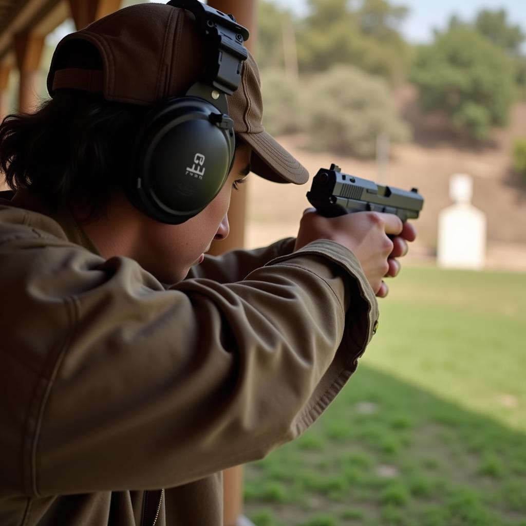 Firing a Beretta 9mm at a Pakistani Shooting Range