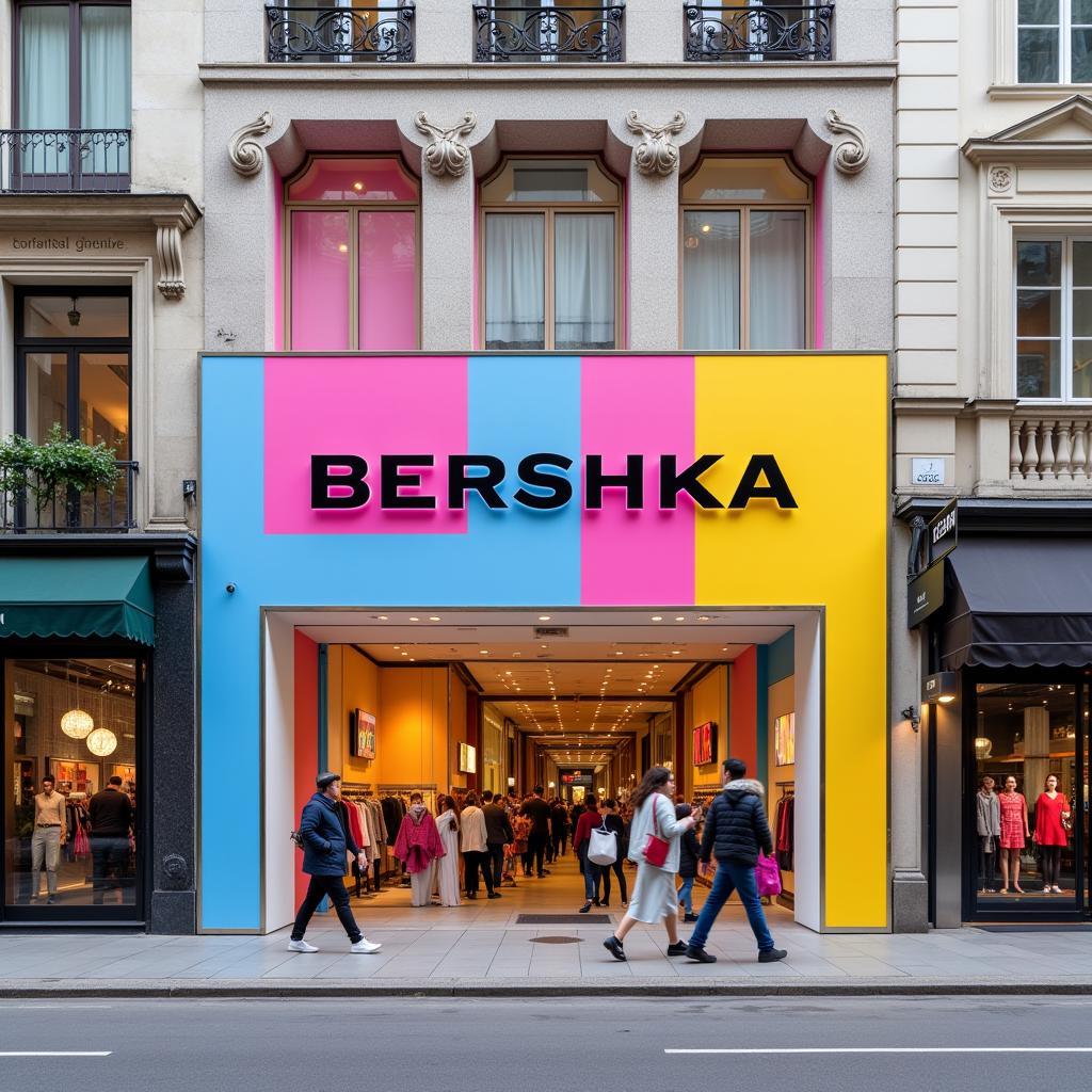 Bershka storefront in a bustling shopping district