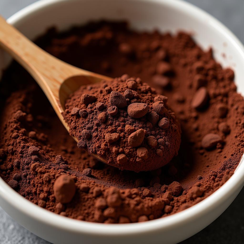 Rich, dark cocoa powder in a bowl