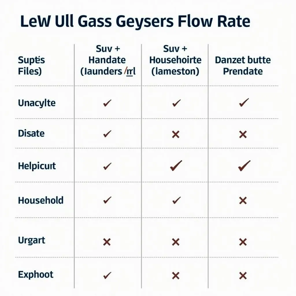 Gas geyser flow rate chart