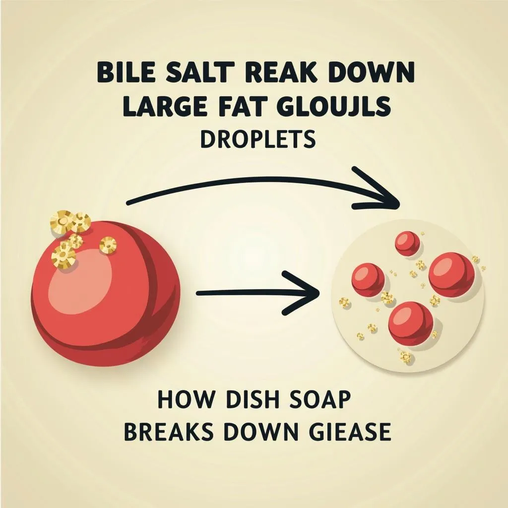 Bile salts emulsifying fat molecules