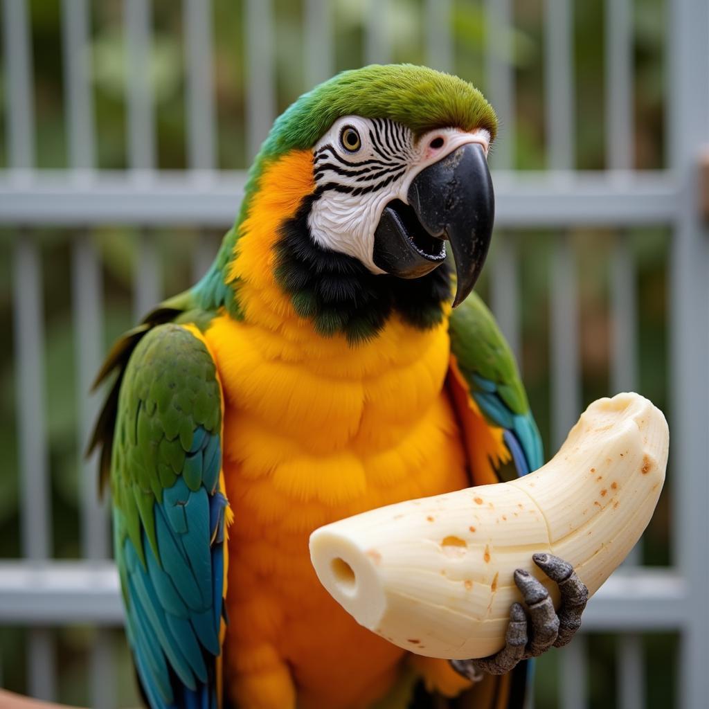 Bird Enjoying a Calcium-Rich Treat