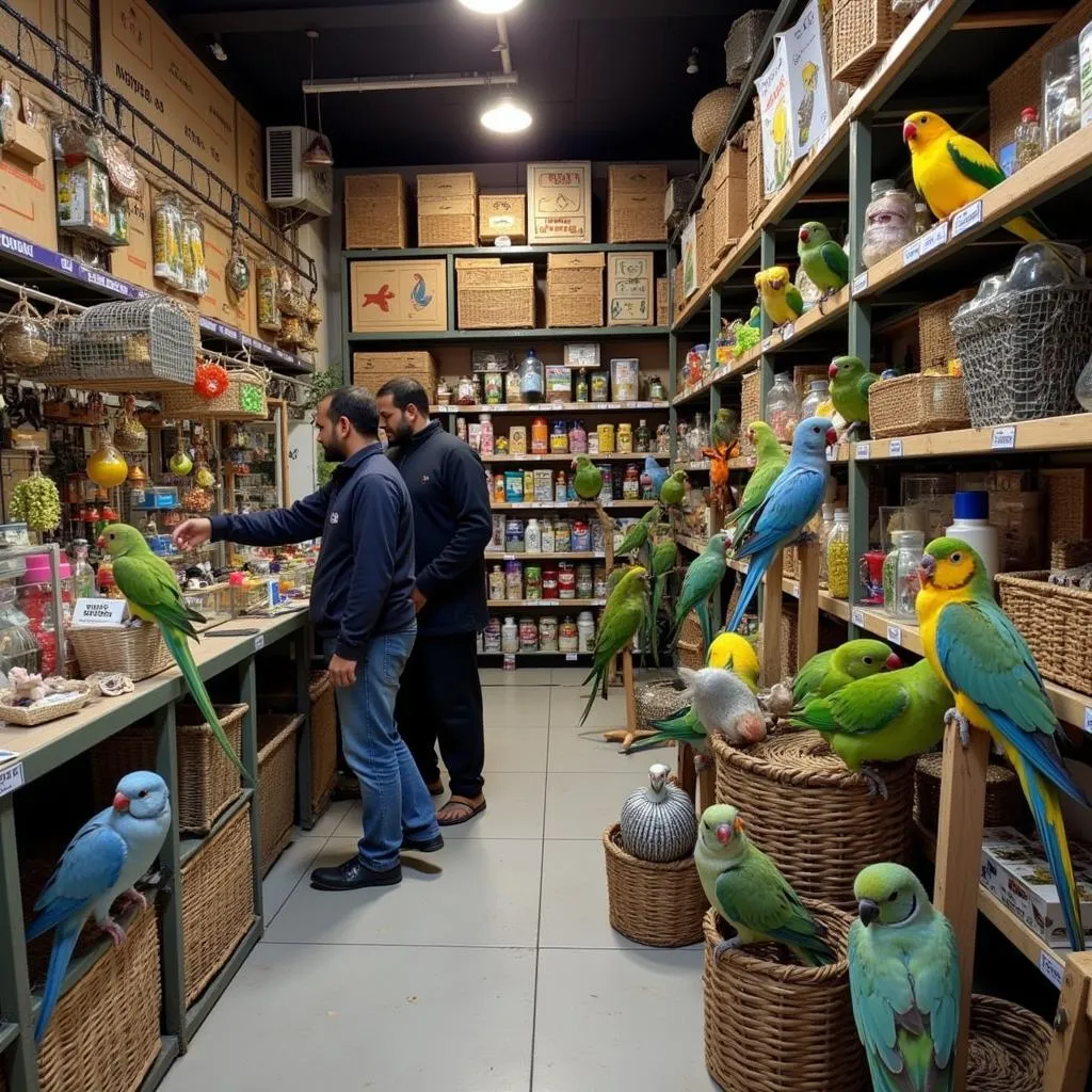 Pet shop offering various bird species for sale in Pakistan