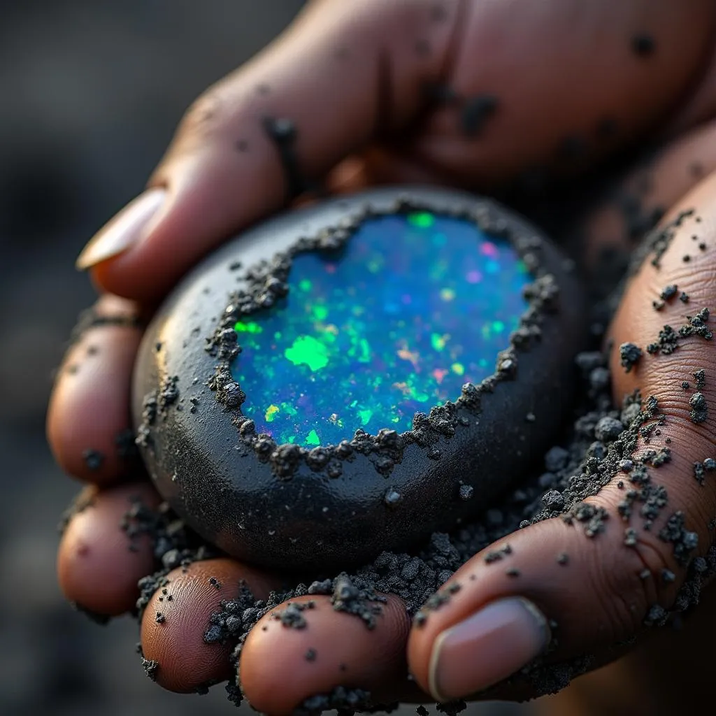 Black opal mining in Australia