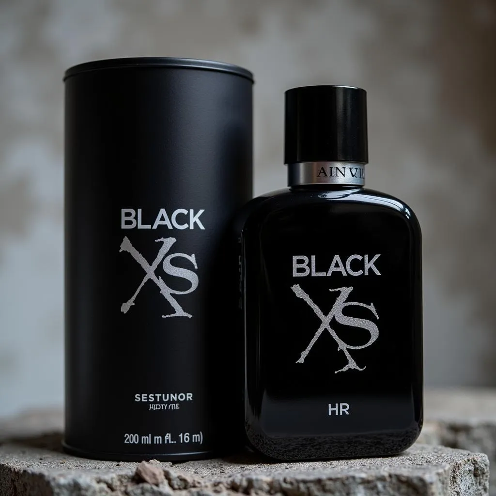 Black XS perfume bottle and packaging