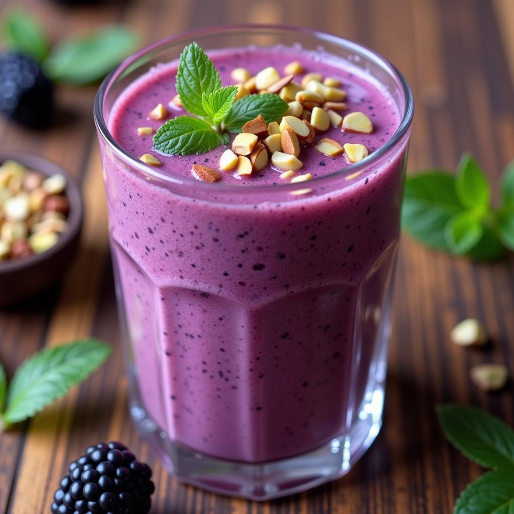 A glass of traditional Pakistani blackberry lassi