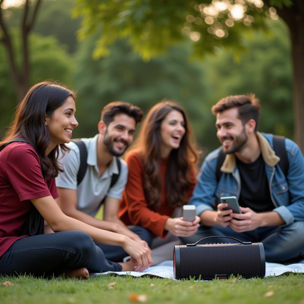 Bluetooth Speaker at an Outdoor Gathering