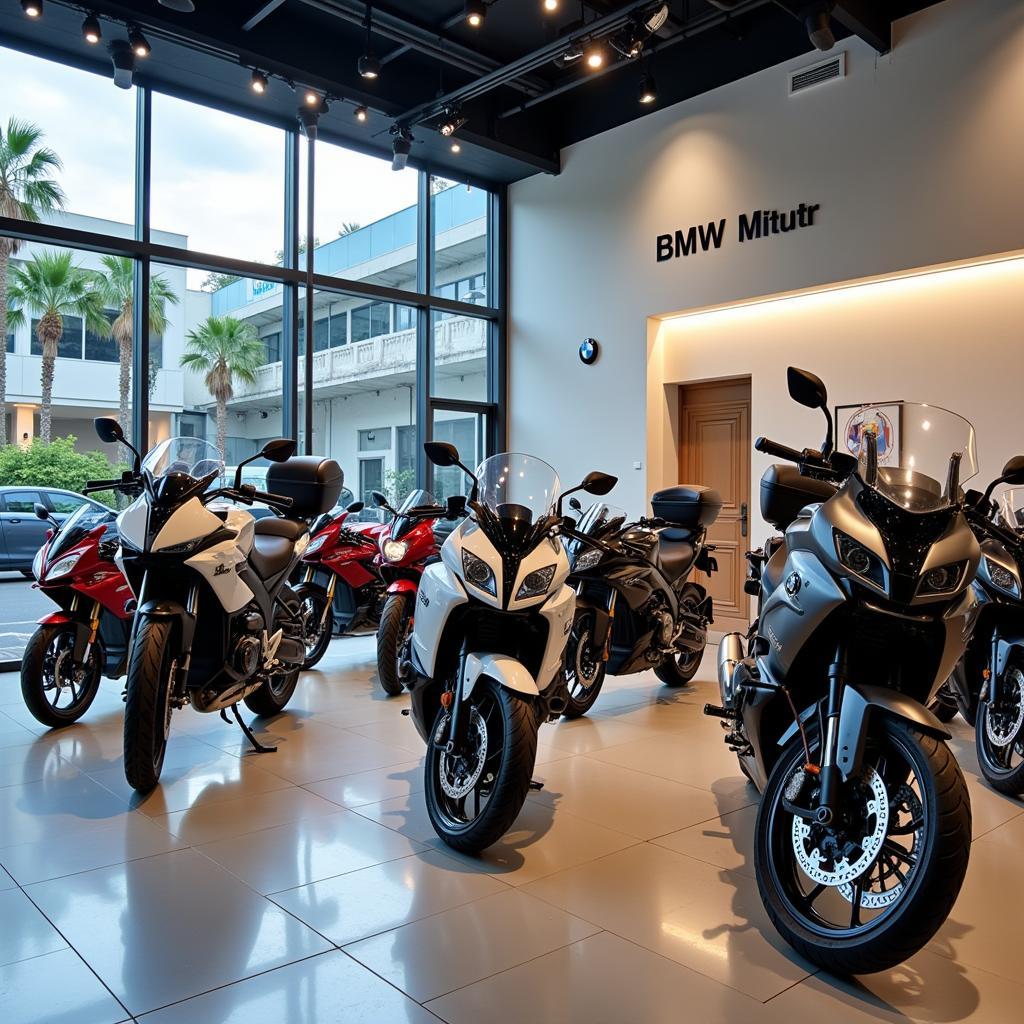 Exterior view of a BMW Motorrad dealership in Pakistan