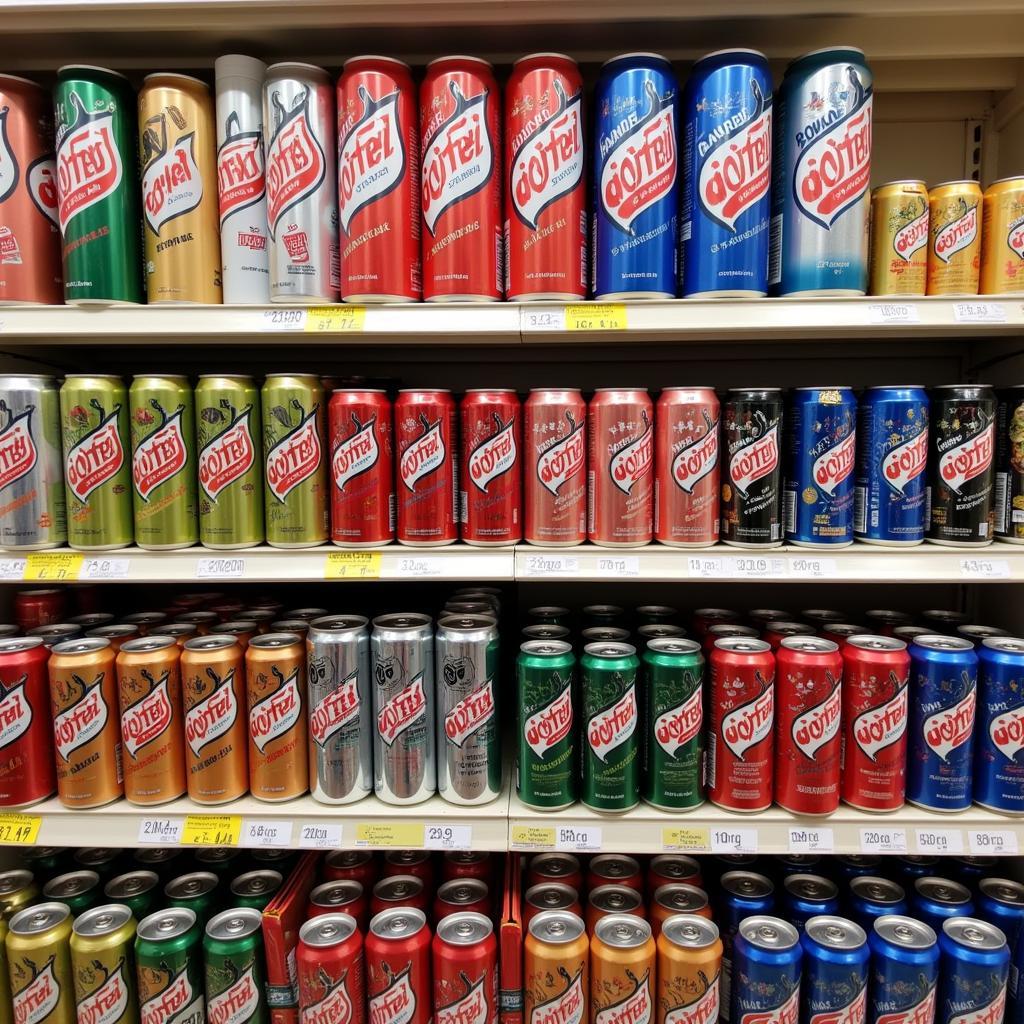 Booster Energy Drink Cans on Display in Pakistan