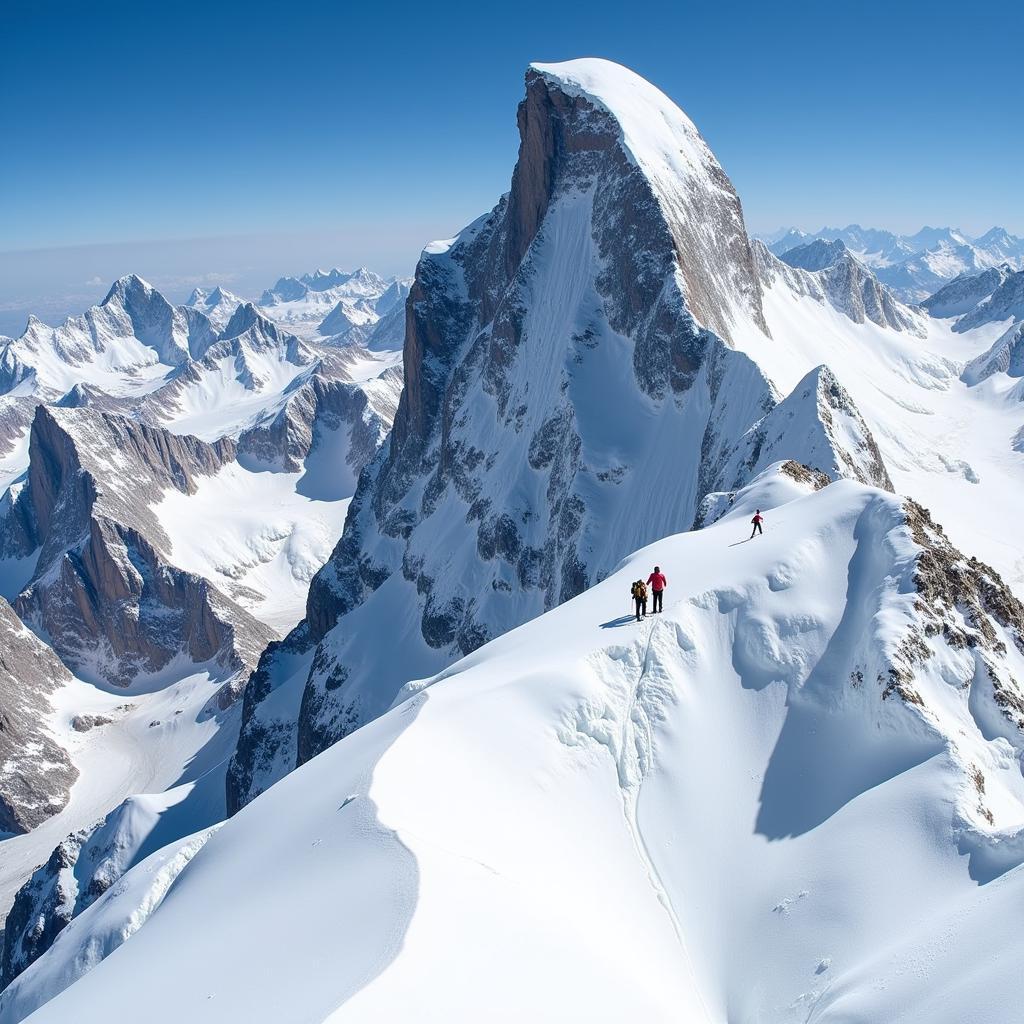 Broad Peak mountain with climbers