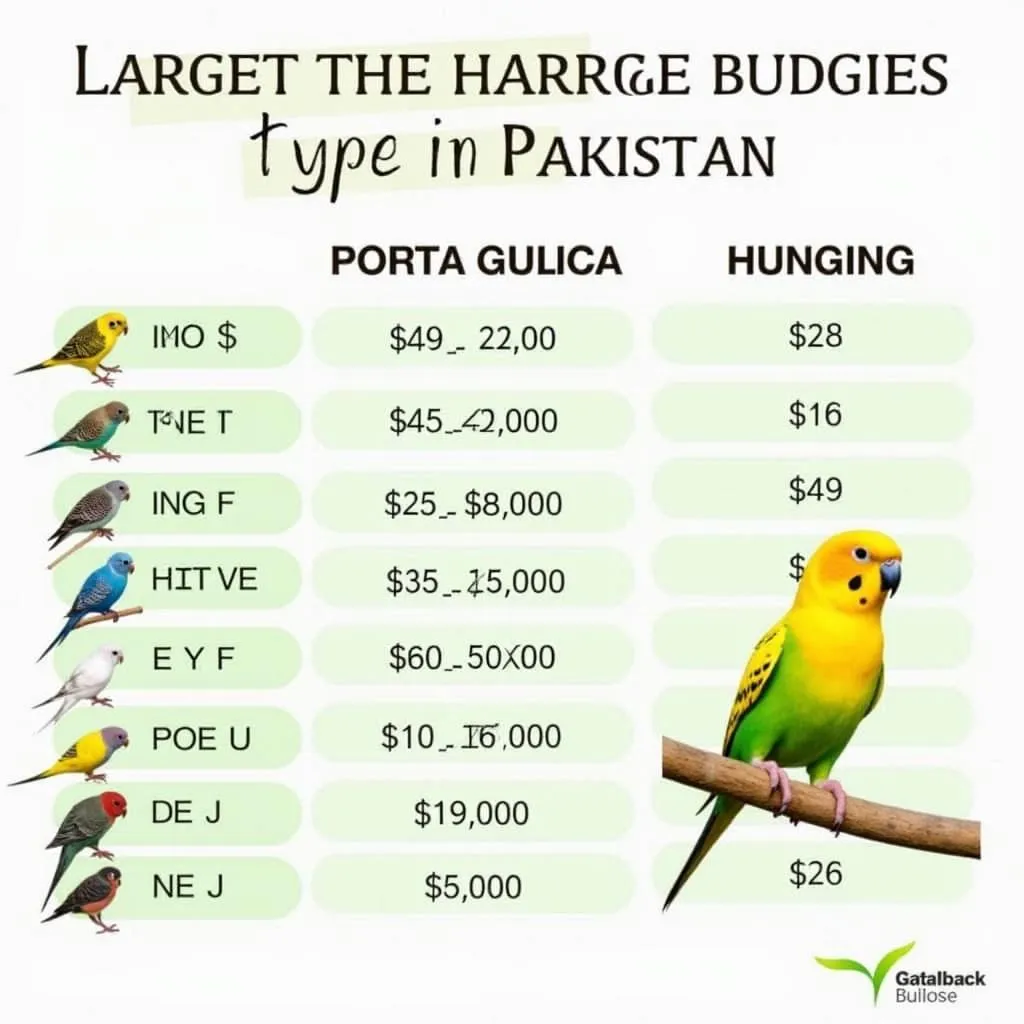 Budgie Price Comparison in Pakistan