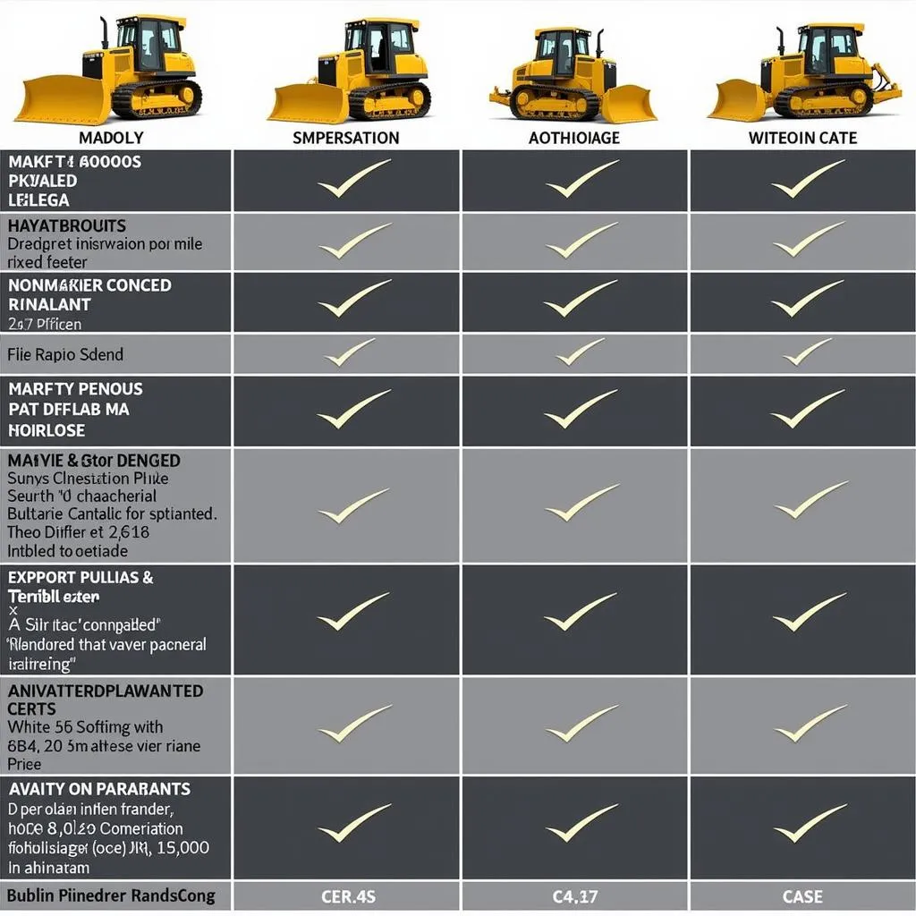 Bulldozer Models Comparison Chart