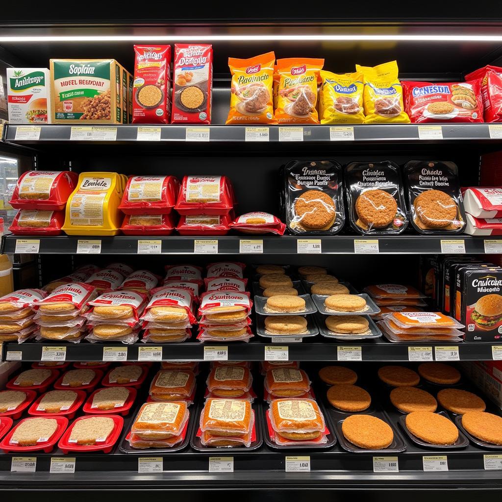 Burger Patties on a Supermarket Shelf in Pakistan