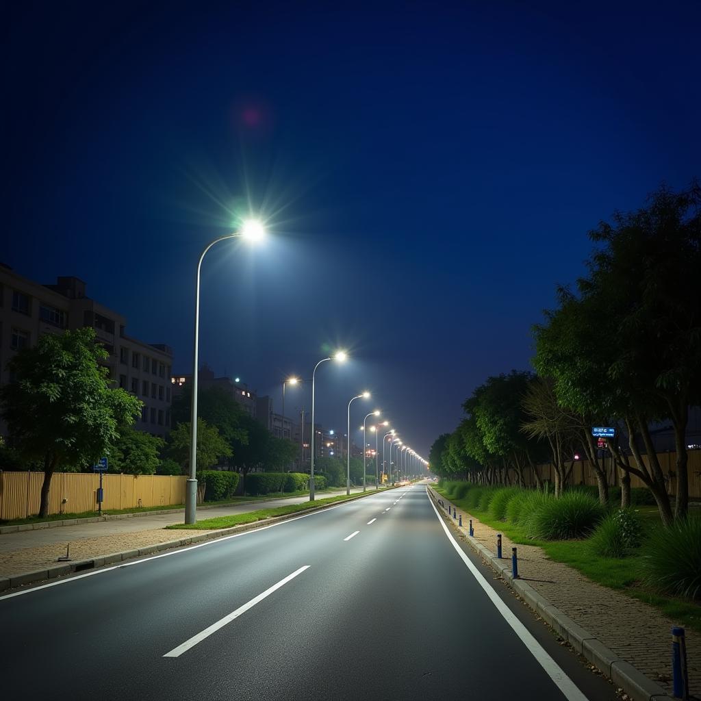 Bustling Street in Pakistan Illuminated by Energy-Efficient LEDs