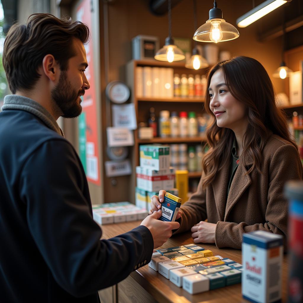 A person buying Dunhill Switch cigarettes at a store