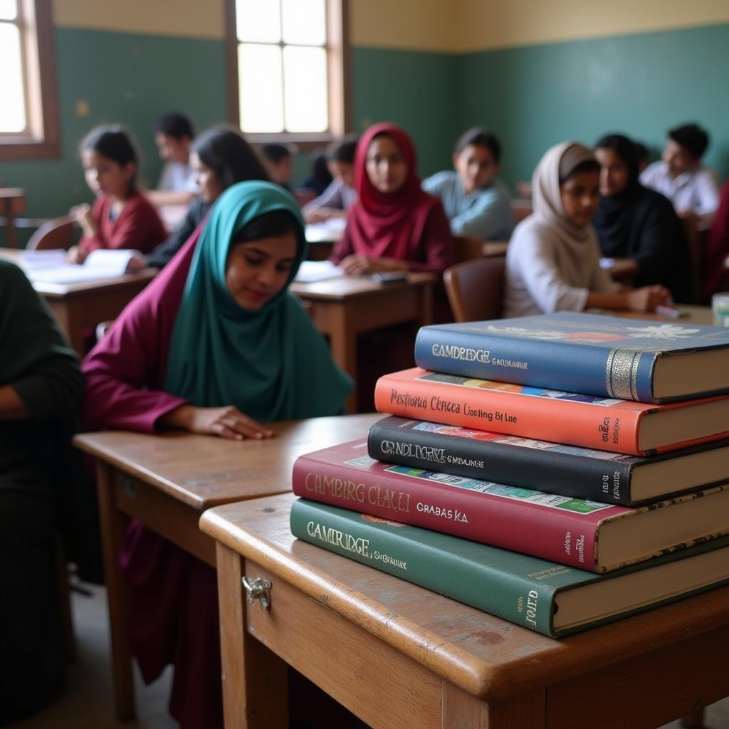 Cambridge Books in a Pakistani Classroom