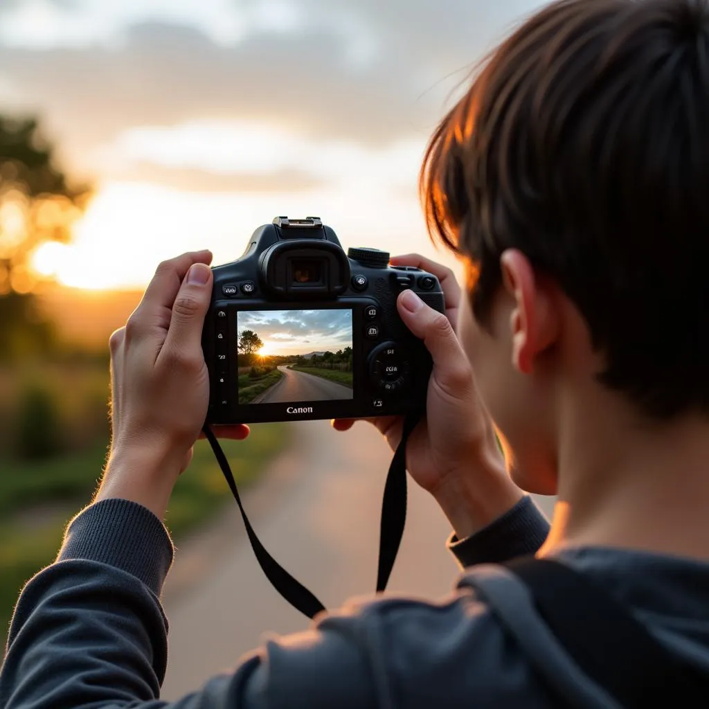 A photography enthusiast using the Canon 800D to capture stunning shots.