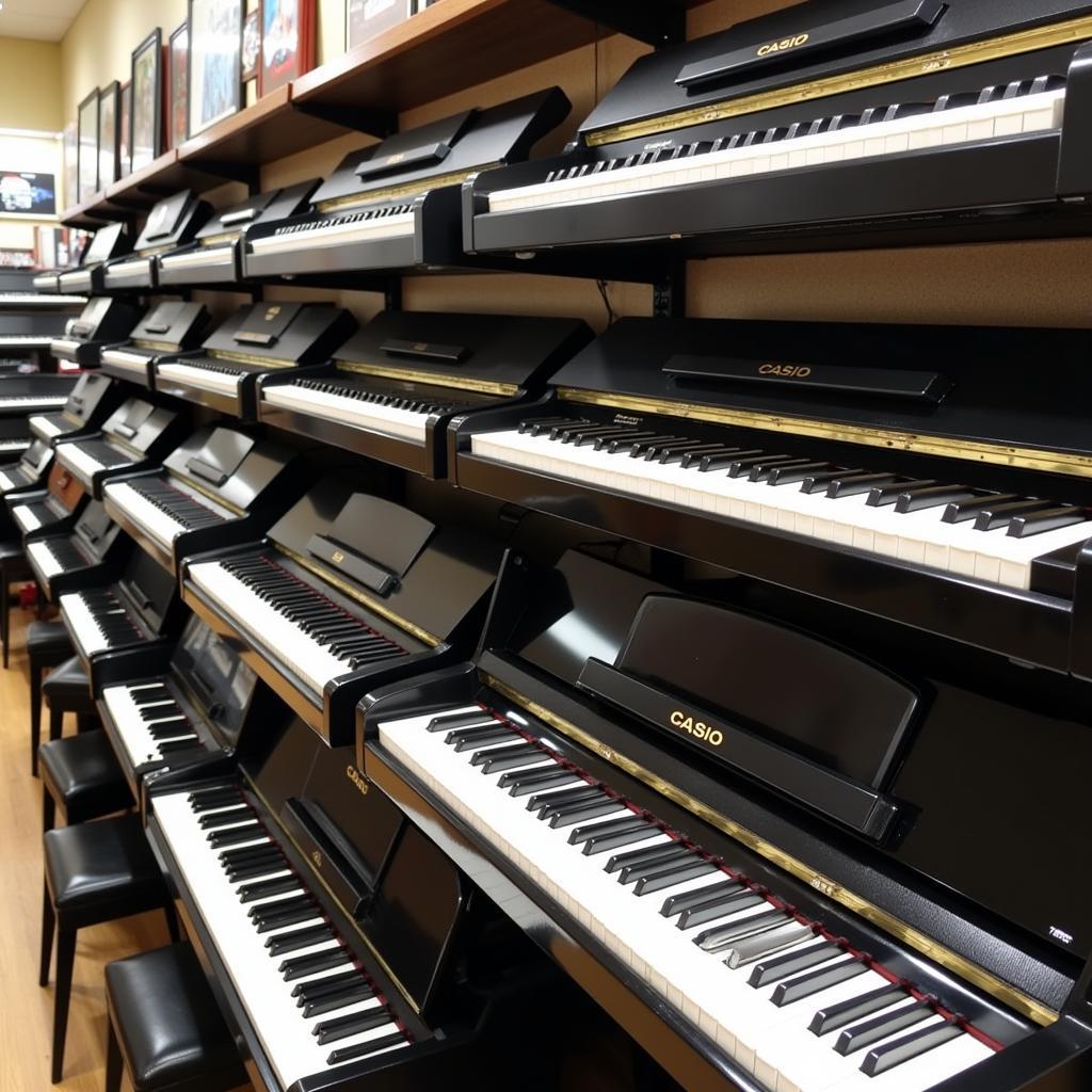 Casio Piano Models Displayed in a Store