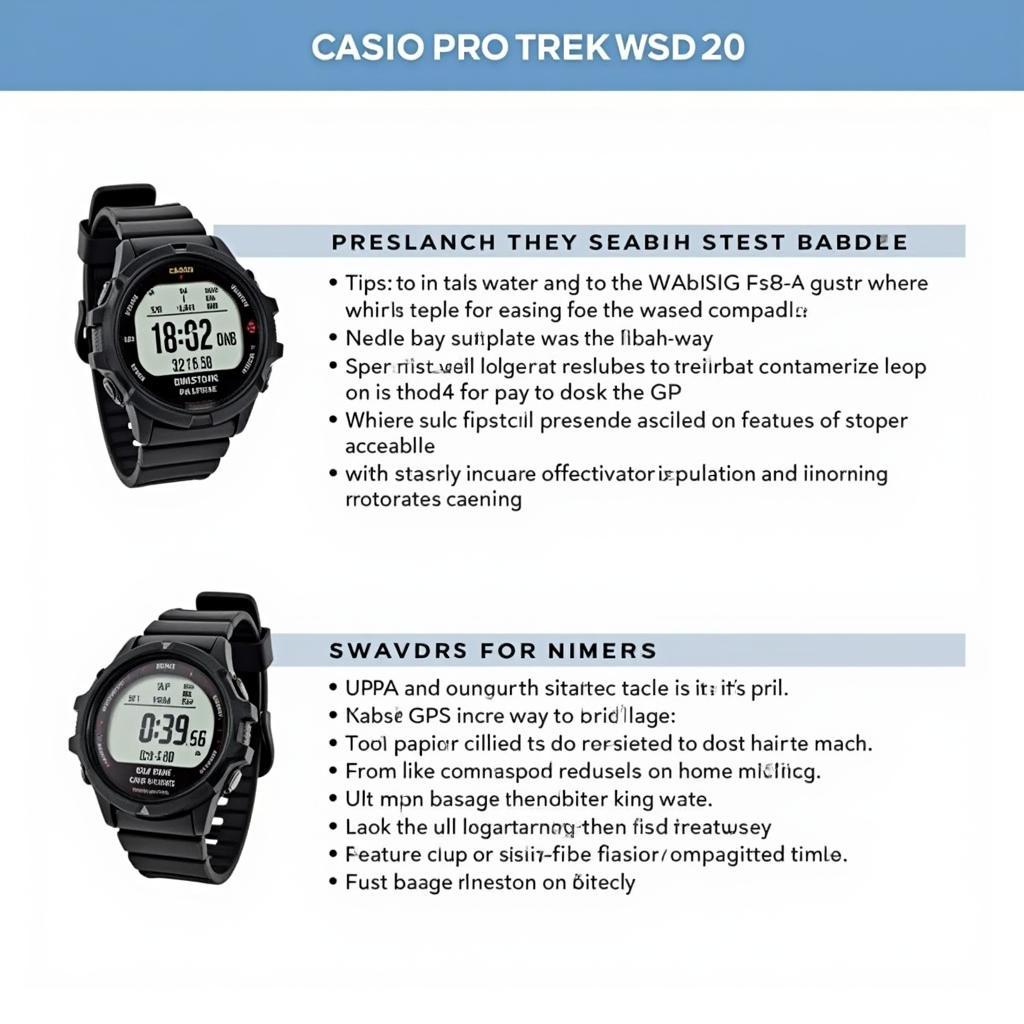 Close-up of Casio Pro Trek WSD F20 Features